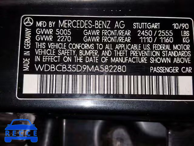 1991 MERCEDES-BENZ 350 SDL WDBCB35D9MA582280 image 9