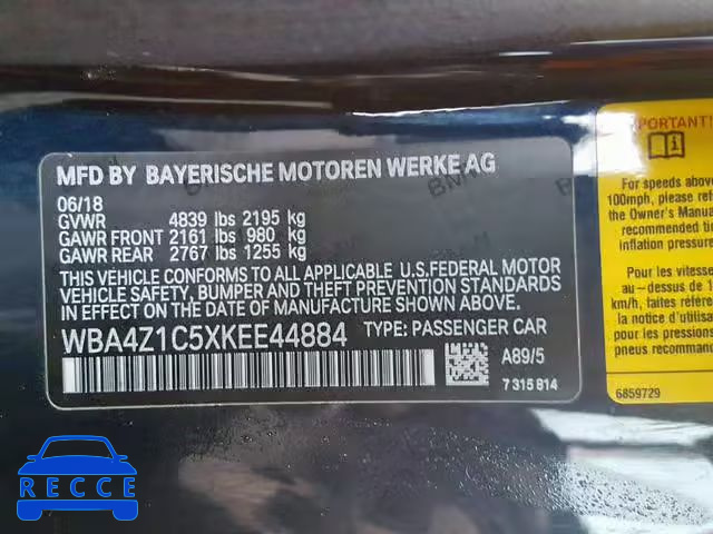 2019 BMW 430I WBA4Z1C5XKEE44884 image 9
