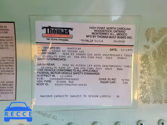 2000 INTERNATIONAL 3000 3800 1HVBBABM2YH298843 зображення 9