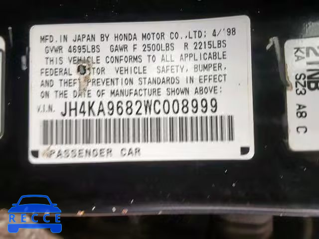 1998 ACURA 3.5RL SE JH4KA9682WC008999 image 9