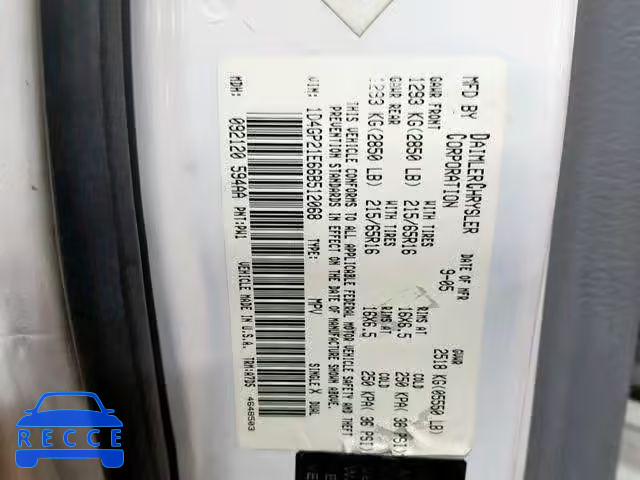 2006 DODGE CARAVAN C/ 1D4GP21E66B512068 image 9