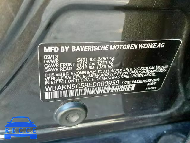 2014 BMW 550 I WBAKN9C58ED000959 зображення 9