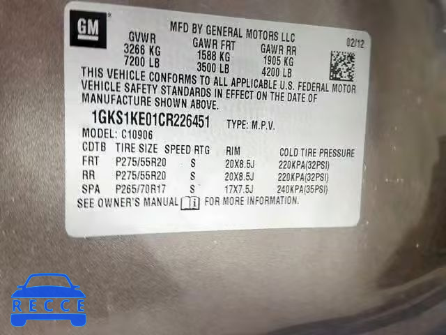 2012 GMC YUKON XL C 1GKS1KE01CR226451 image 9