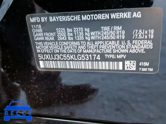 2019 BMW X4 XDRIVE3 5UXUJ3C55KLG53174 image 9