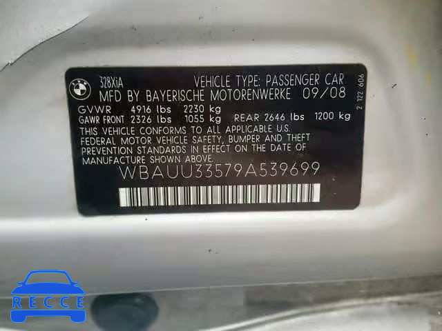 2009 BMW 328 XIT WBAUU33579A539699 зображення 9