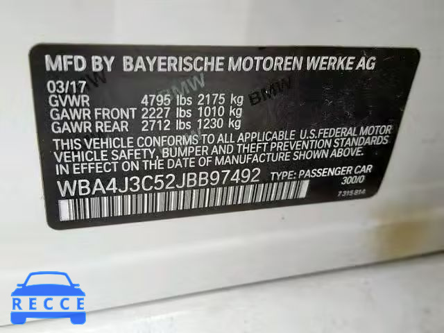 2018 BMW 430XI GRAN WBA4J3C52JBB97492 image 9