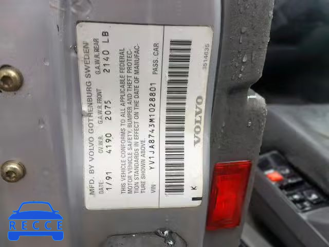1991 VOLVO 940 YV1JA8743M1028801 image 9