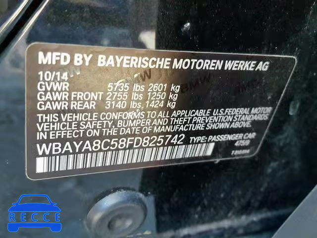 2015 BMW 750 I WBAYA8C58FD825742 зображення 9