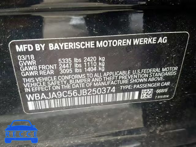 2018 BMW 530E WBAJA9C56JB250374 зображення 9