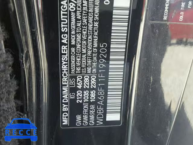 2001 MERCEDES-BENZ SL 500 WDBFA68F11F199205 зображення 9