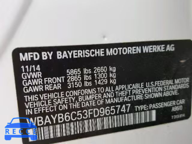 2015 BMW 750 XI WBAYB6C53FD965747 зображення 9