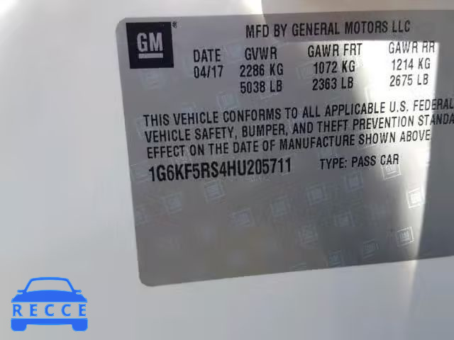 2017 CADILLAC CT6 PREMIU 1G6KF5RS4HU205711 image 9