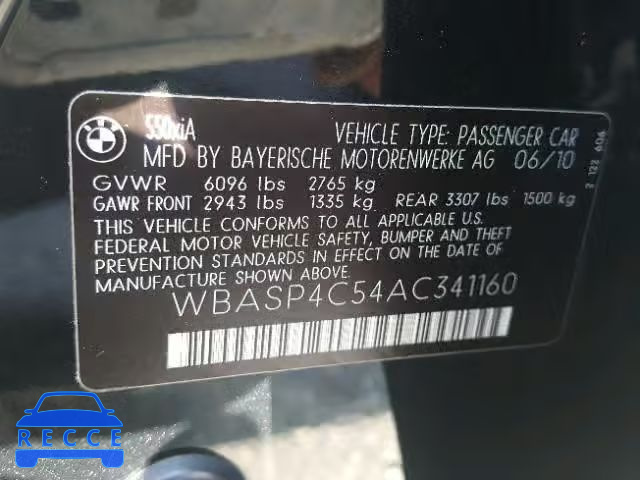 2010 BMW 550 XIGT WBASP4C54AC341160 зображення 9