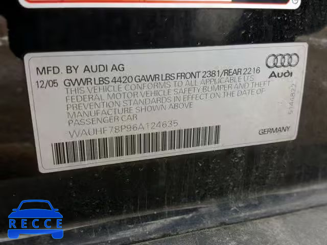 2006 AUDI A3 2 WAUHF78P96A124635 image 9