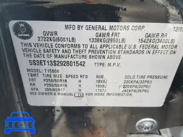 2009 SAAB 9-7X 4.2I 5S3ET13S292801542 image 9