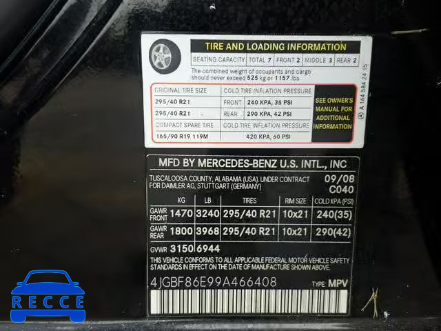 2009 MERCEDES-BENZ GL 550 4MA 4JGBF86E99A466408 image 9