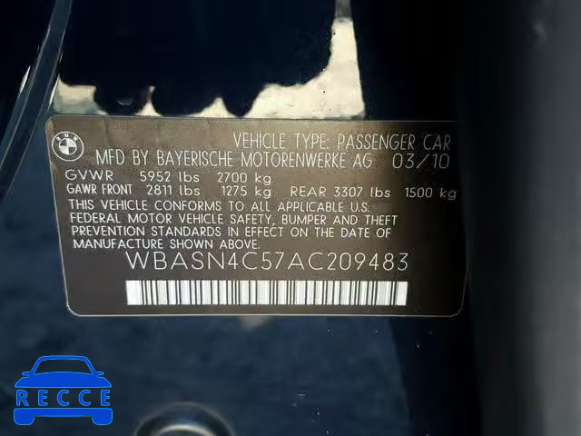 2010 BMW 550 GT WBASN4C57AC209483 зображення 9