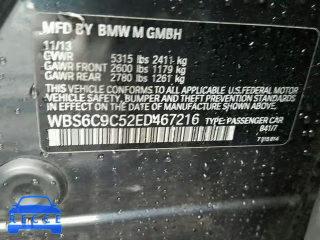 2014 BMW M6 GRAN CO WBS6C9C52ED467216 Bild 9
