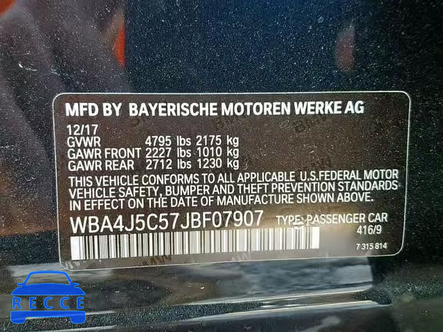 2018 BMW 440I GRAN WBA4J5C57JBF07907 image 9