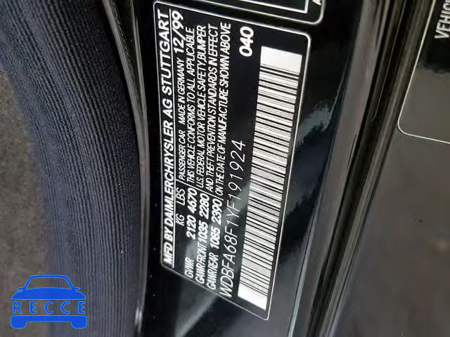2000 MERCEDES-BENZ SL 500 WDBFA68F1YF191924 image 9