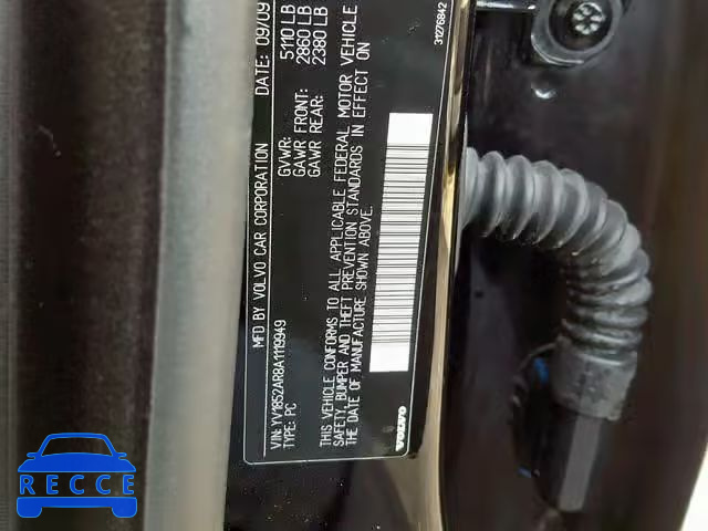 2010 VOLVO S80 V8 YV1852AR8A1119949 image 9
