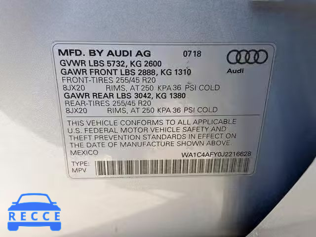 2018 AUDI SQ5 PRESTI WA1C4AFY0J2216628 image 9