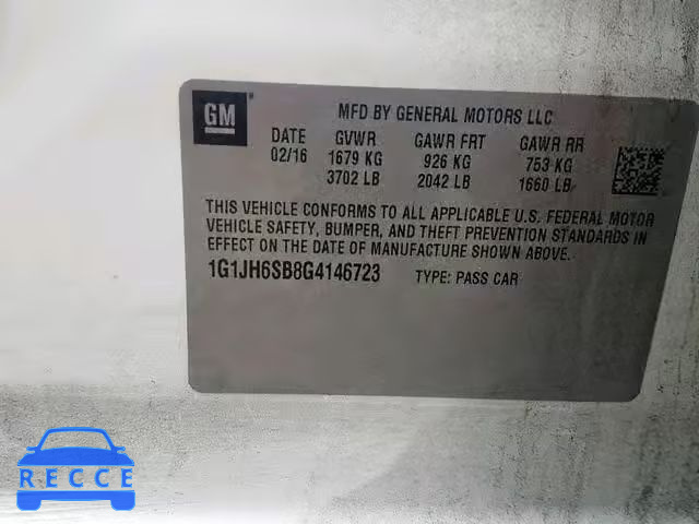 2016 CHEVROLET SONIC RS 1G1JH6SB8G4146723 image 9