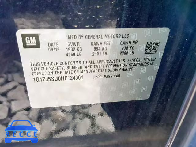 2017 CHEVROLET MALIBU HYB 1G1ZJ5SU0HF124661 image 9