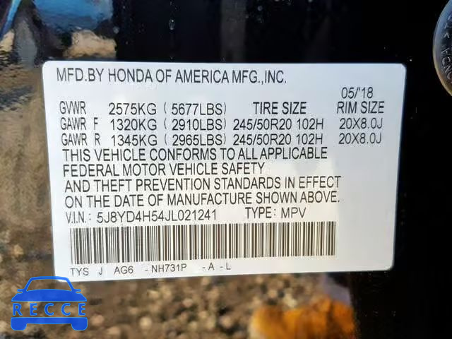 2018 ACURA MDX TECHNO 5J8YD4H54JL021241 image 9