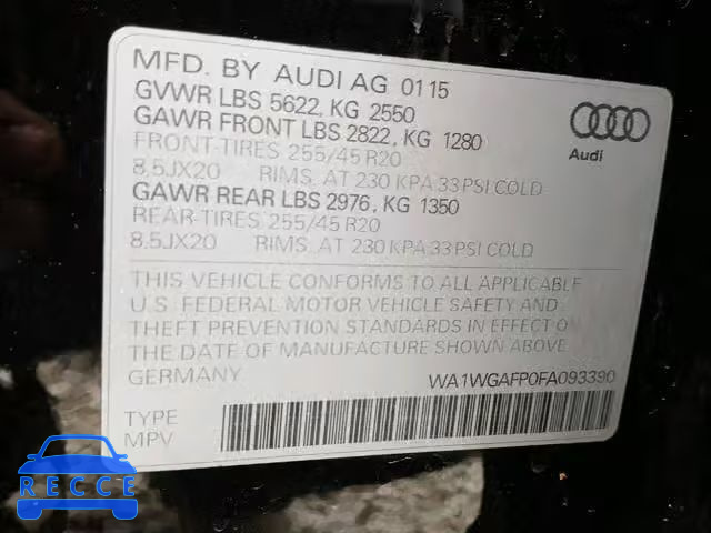 2015 AUDI Q5 PRESTIG WA1WGAFP0FA093390 Bild 9