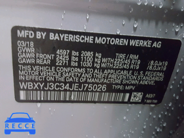 2018 BMW X2 SDRIVE2 WBXYJ3C34JEJ75026 зображення 9