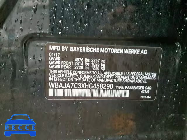2017 BMW 530 XI WBAJA7C3XHG458290 image 9