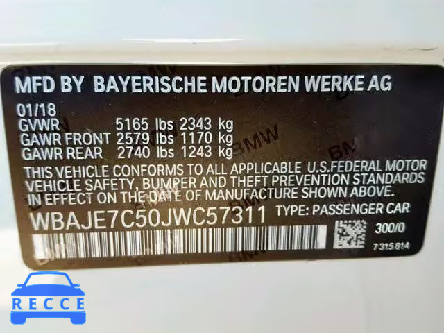 2018 BMW 540 XI WBAJE7C50JWC57311 image 9