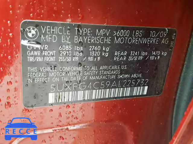 2010 BMW X6 XDRIVE3 5UXFG4C59AL225732 image 9