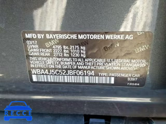 2018 BMW 440I GRAN WBA4J5C52JBF06194 зображення 9