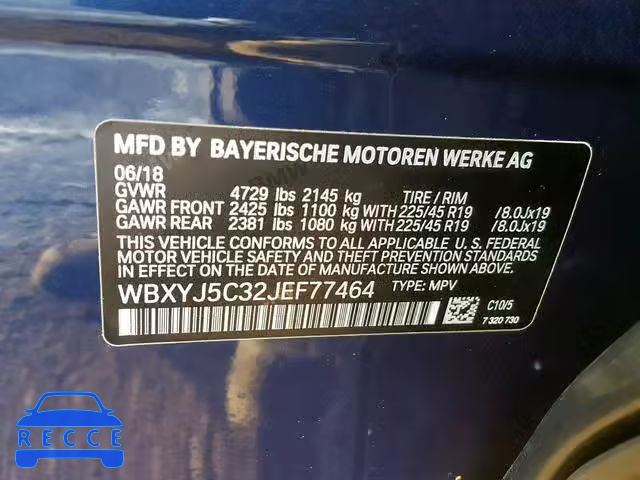 2018 BMW X2 XDRIVE2 WBXYJ5C32JEF77464 Bild 9