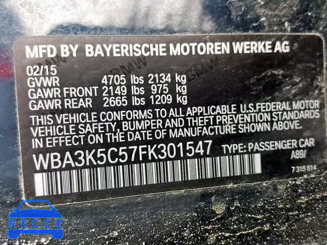 2015 BMW 328 D WBA3K5C57FK301547 зображення 9