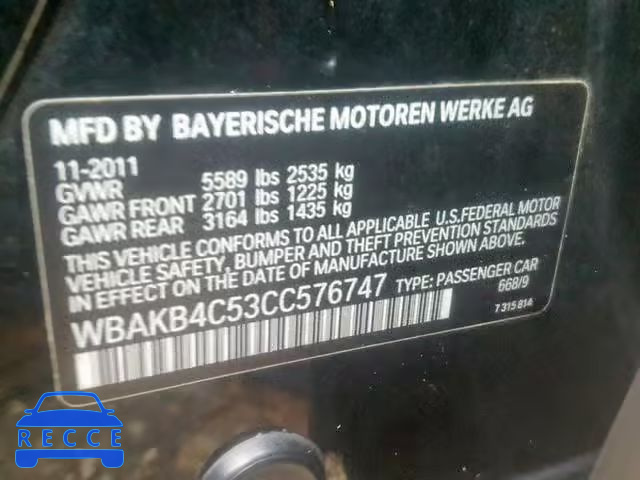 2012 BMW 740 LI WBAKB4C53CC576747 image 9