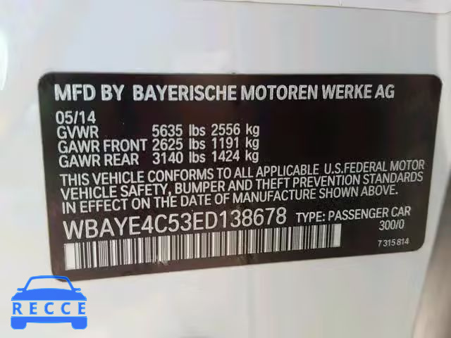 2014 BMW 740 LI WBAYE4C53ED138678 зображення 9