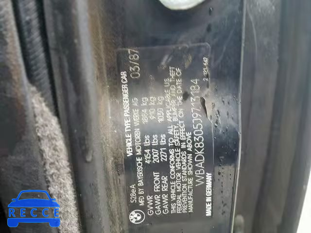 1988 BMW 528 E AUTO WBADK8305J9713184 image 9