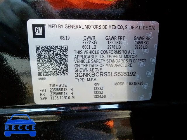 2020 CHEVROLET BLAZER 2LT 3GNKBCRS5LS535192 image 9