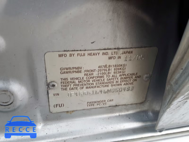 2006 SAAB 9-2 2.5I JF4GG61646H050483 image 9