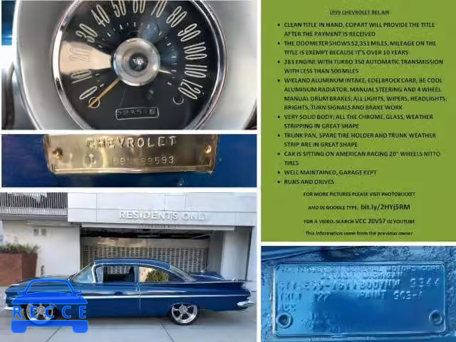 1959 CHEVROLET BEL AIR D59N189593 image 9