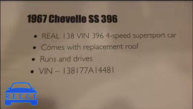 1967 CHEVROLET CHEVELL SS 138177A14481 Bild 8