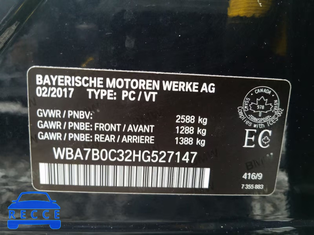 2017 BMW 750 XI WBA7B0C32HG527147 image 9