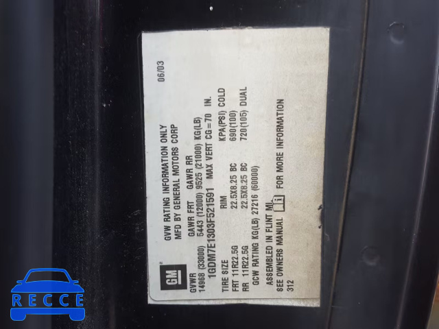 2003 GMC C7500 C7C0 1GDM7E1303F521591 image 9