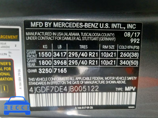 2018 MERCEDES-BENZ GLS 550 4M 4JGDF7DE4JB005122 Bild 9