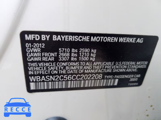 2012 BMW 535 IGT WBASN2C56CC202208 зображення 9