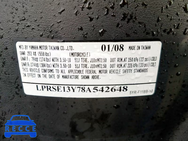 2008 YAMAHA YJ125 LPRSE13Y78A542648 image 9
