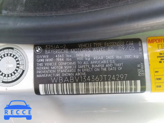 2006 BMW 325 CI SUL WBABV13436JT24297 image 9